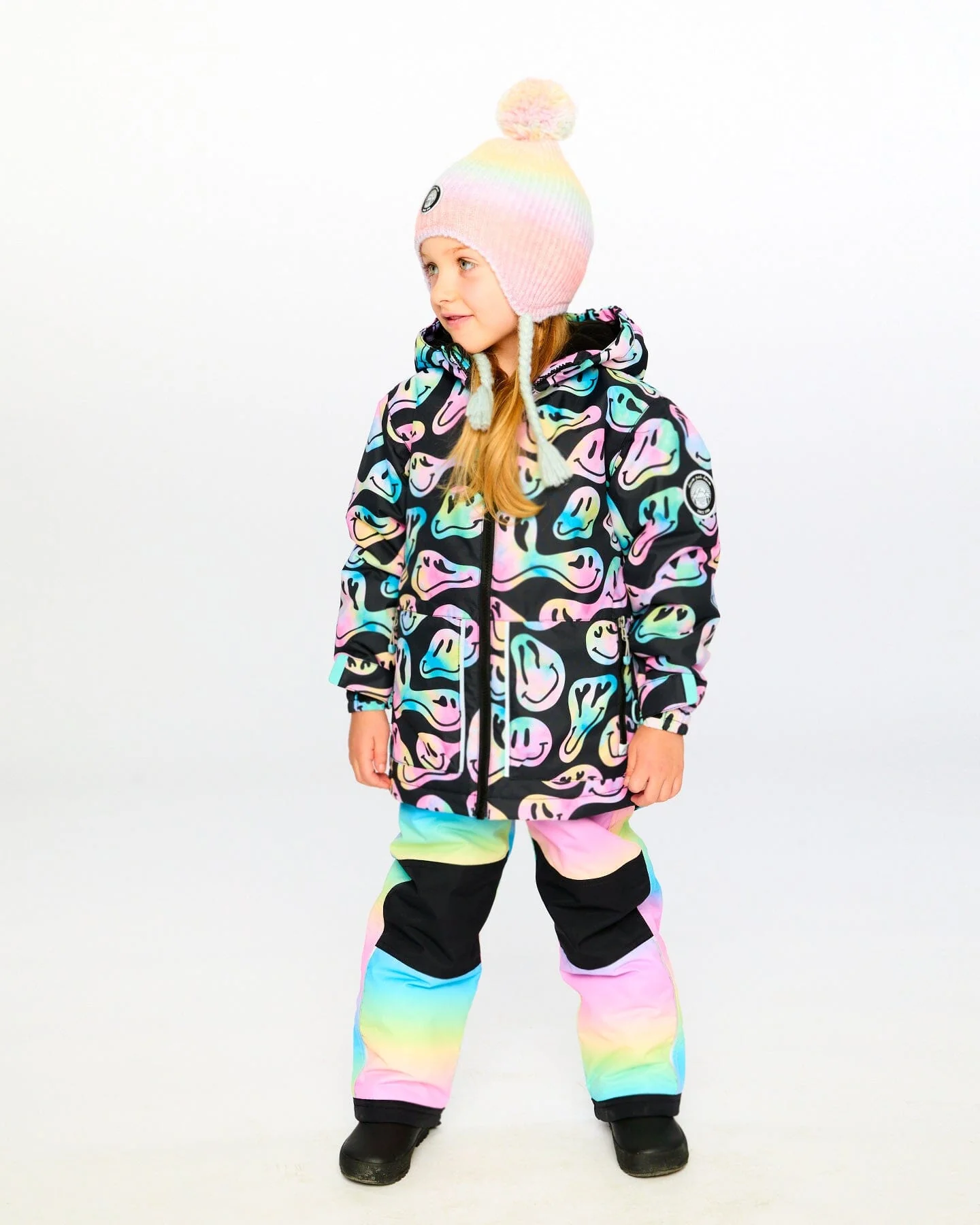 Two-Piece Chill Outerwear Set With Light Insulation Rainbow Gradient