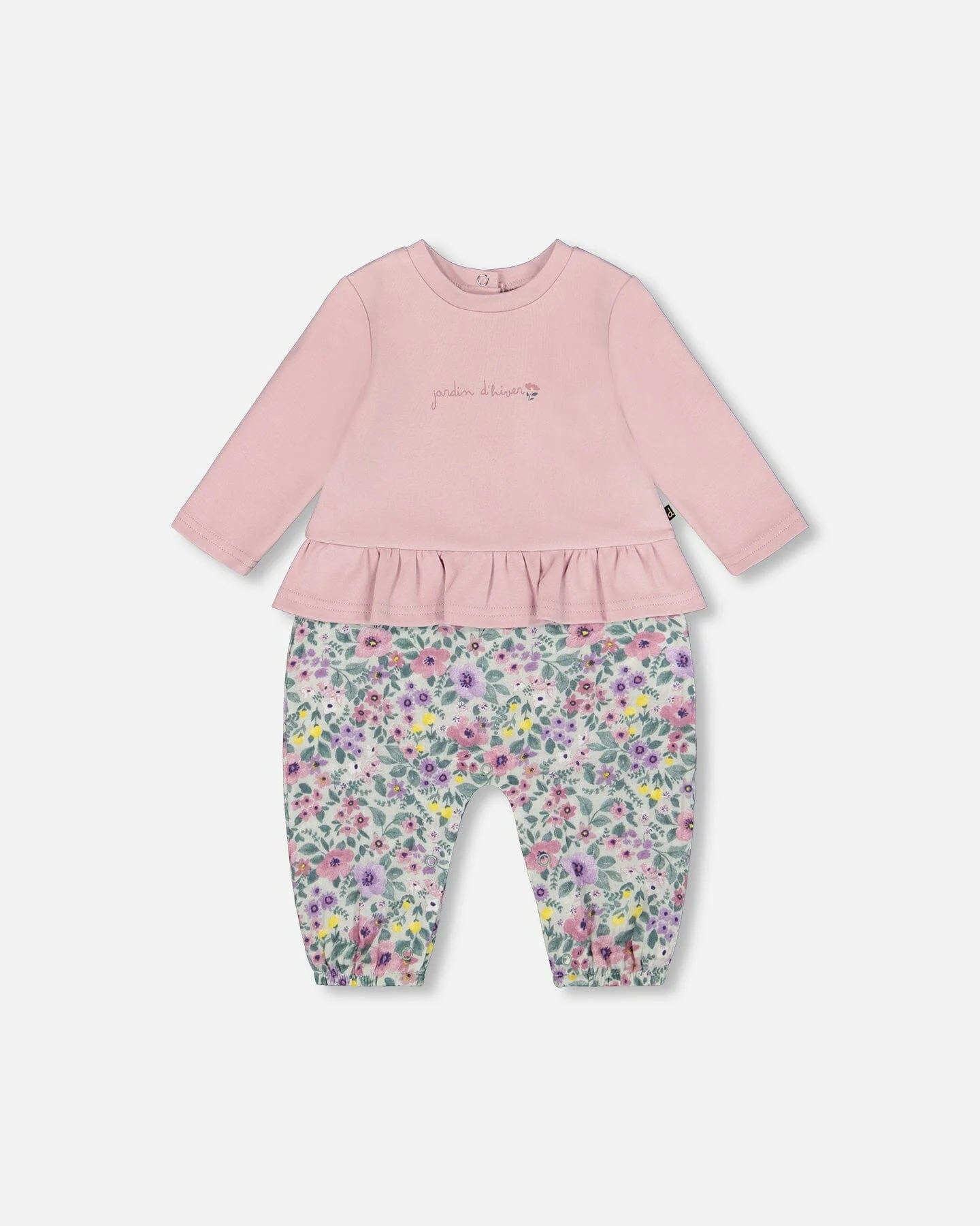 Organic Cotton Bi-Material Romper Neutral Purple