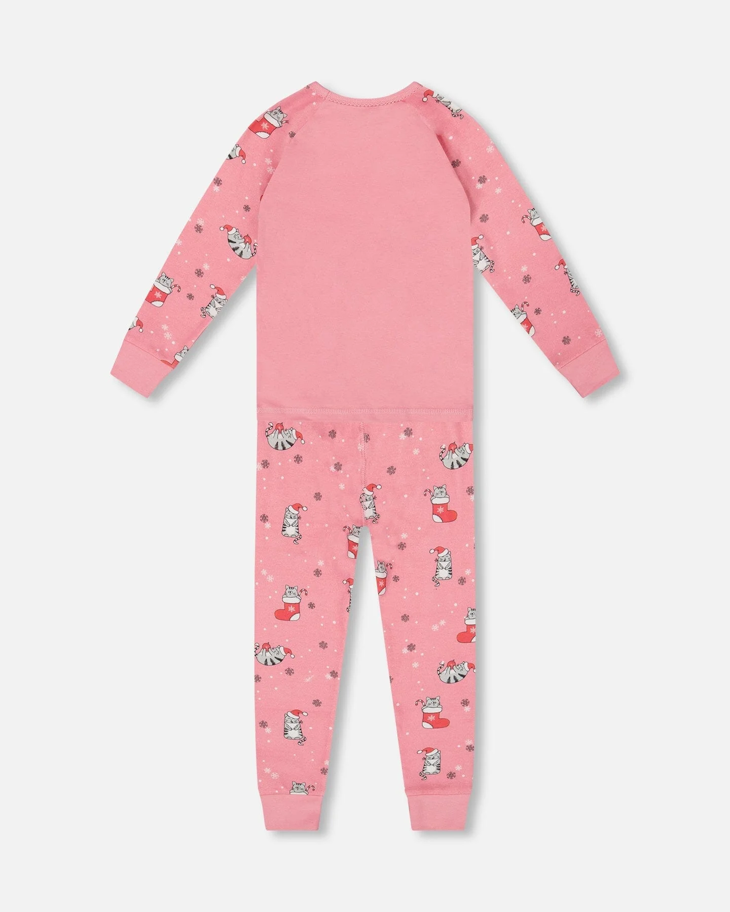 Organic Cotton Two-Piece Pajamas Pink Cat Print