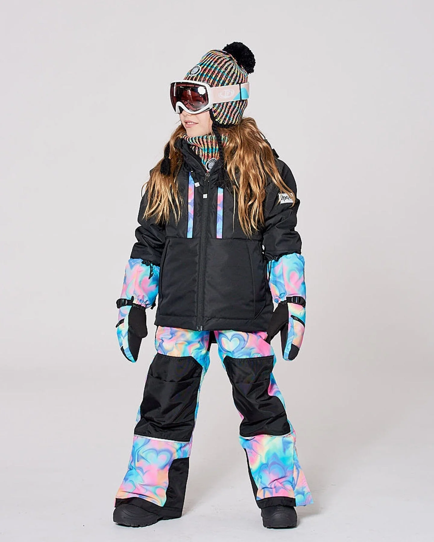 Two-Piece Teknik Snowsuit Rainbow Heart Print