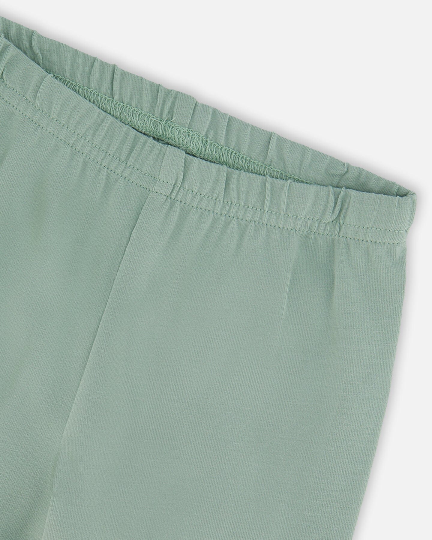 Organic Cotton Jersey Leggings Jade Green With Floral Detail
