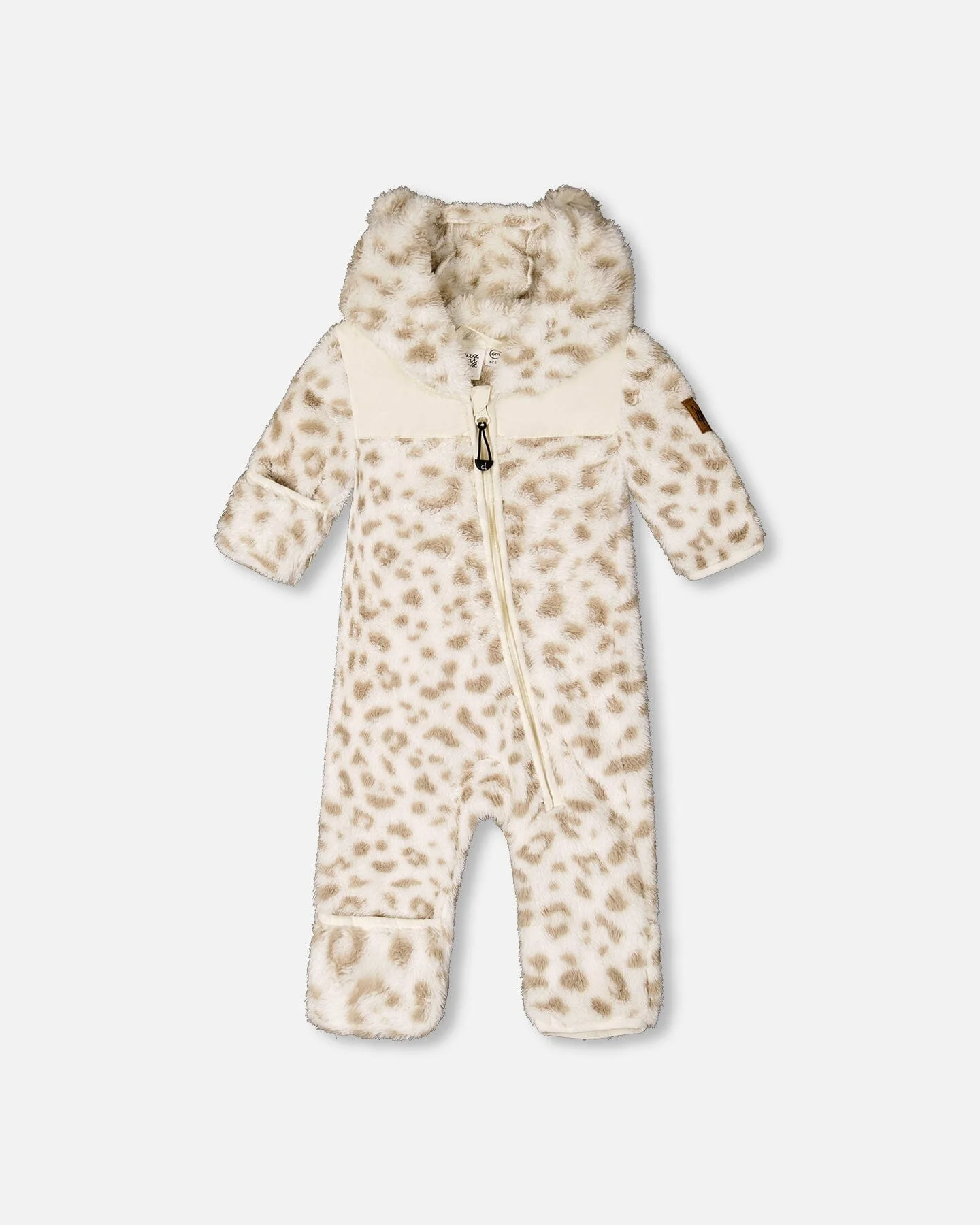 Baby Mid-Season Plush One Piece Outerwear Cream Leopard Print