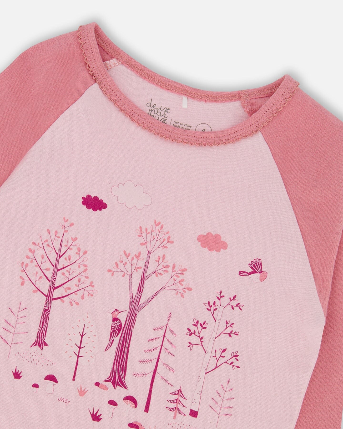 Organic Cotton Two-Piece Pajamas Pink Forest