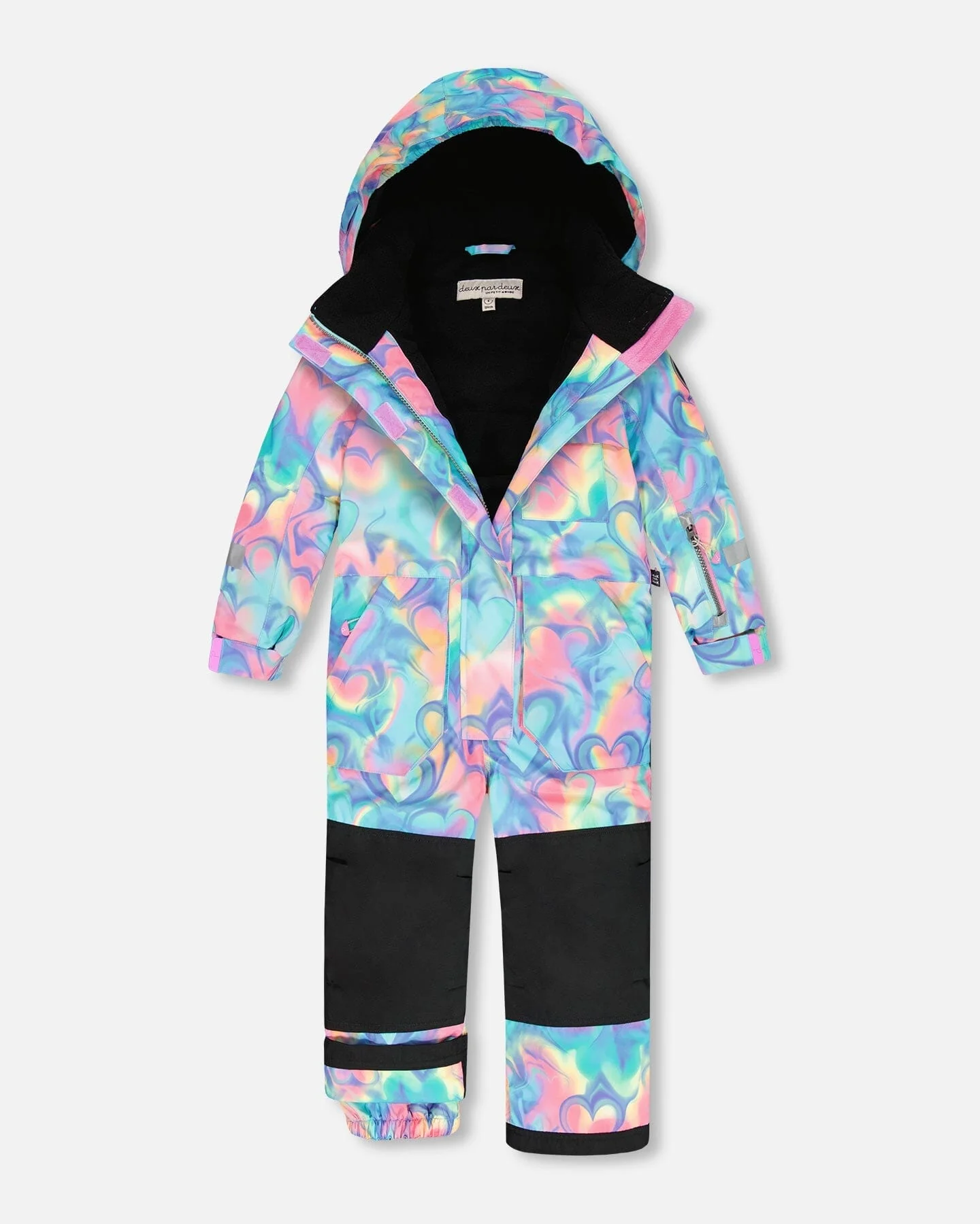 One-Piece Play Snowsuit Rainbow Heart Print