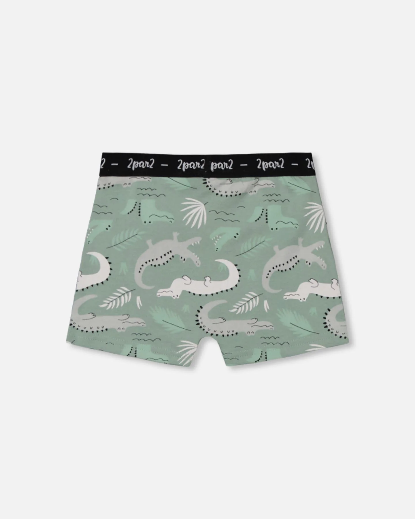 Printed Organic Cotton Boxer Shorts Light Sage And Gray Crocodile