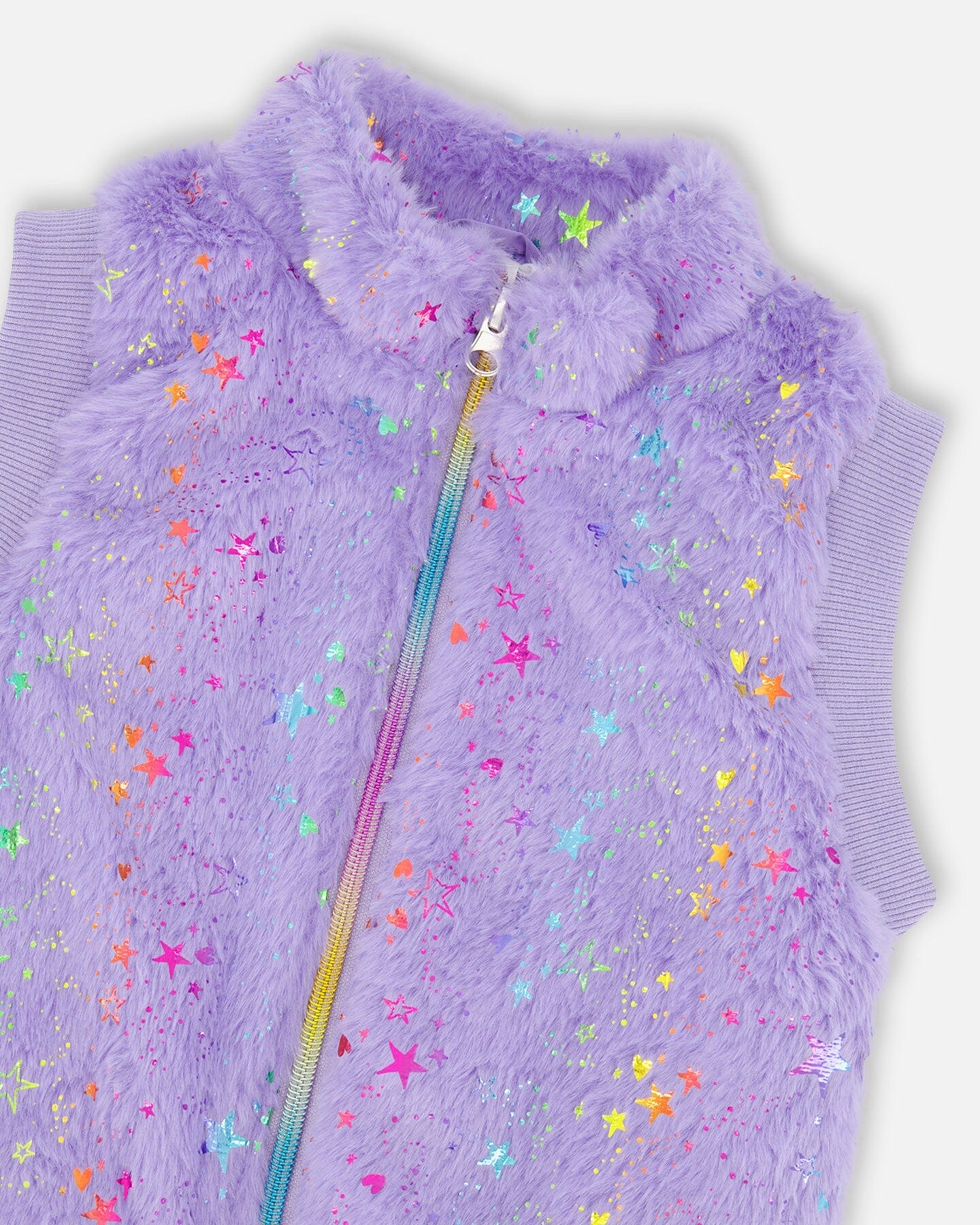 Faux Fur Zipped Vest Lavender