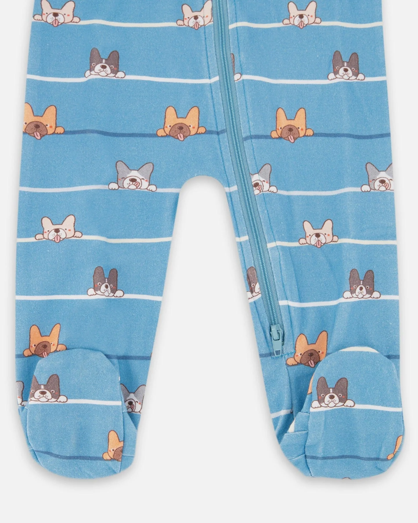 One-Piece Organic Cotton Pajama Blue Dog Print