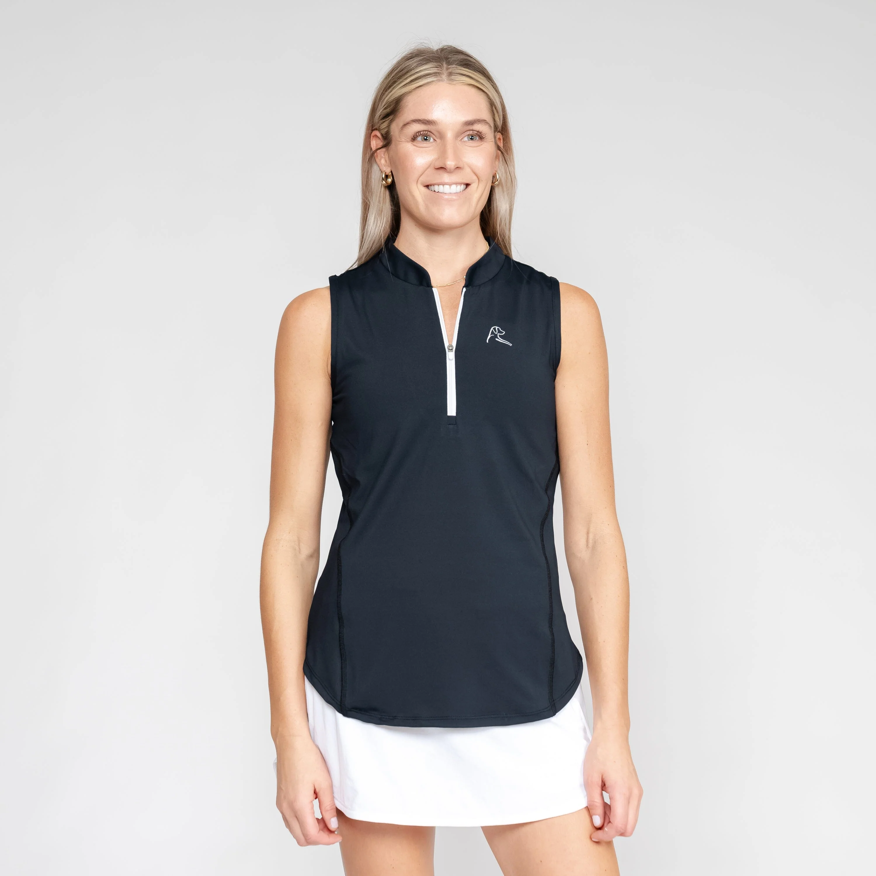 Solid Sleeveless Zip