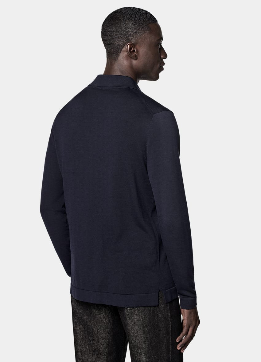 Navy Long Sleeve Polo Cardigan