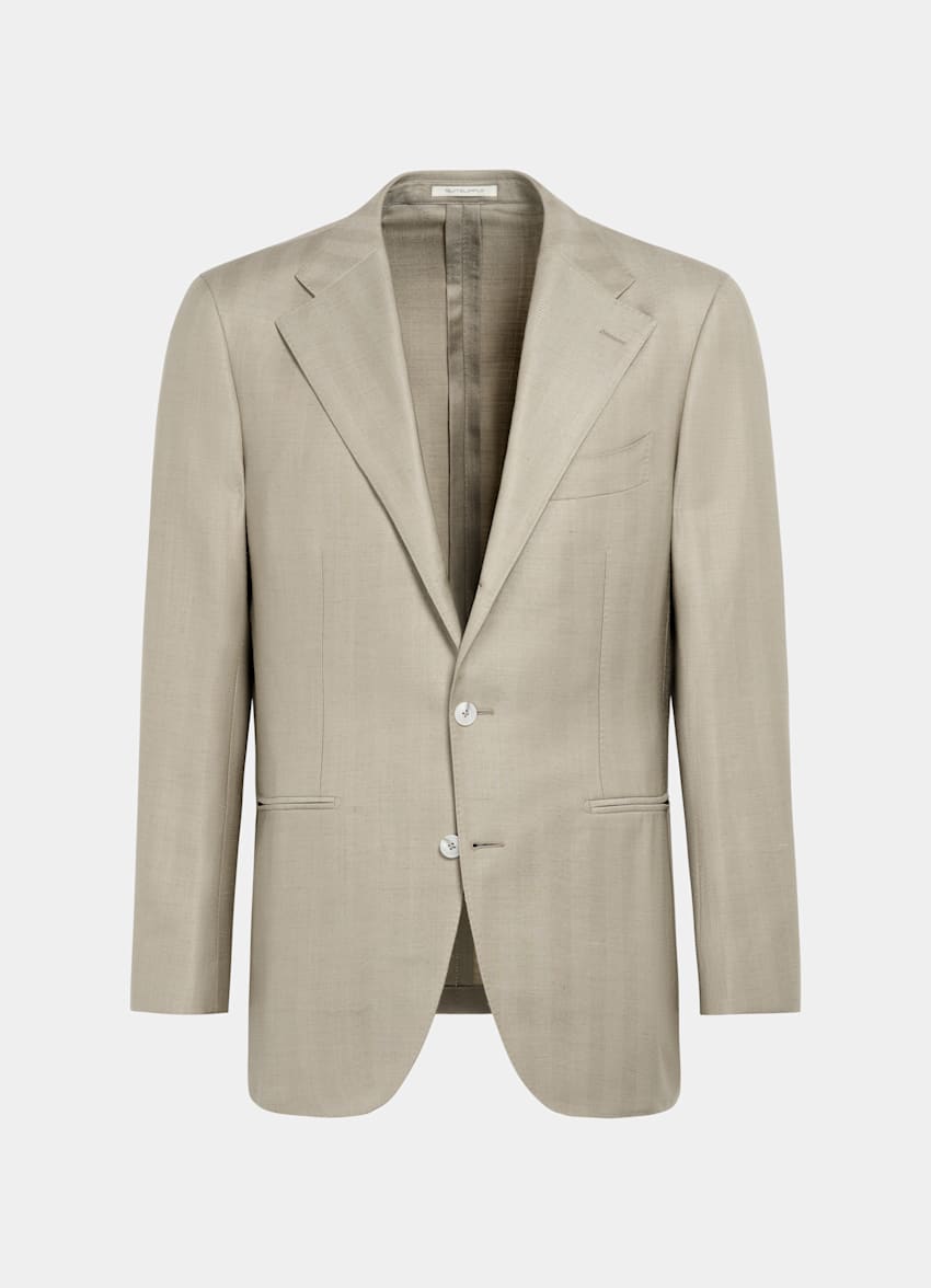 Light Green Herringbone Relaxed Fit Roma Blazer
