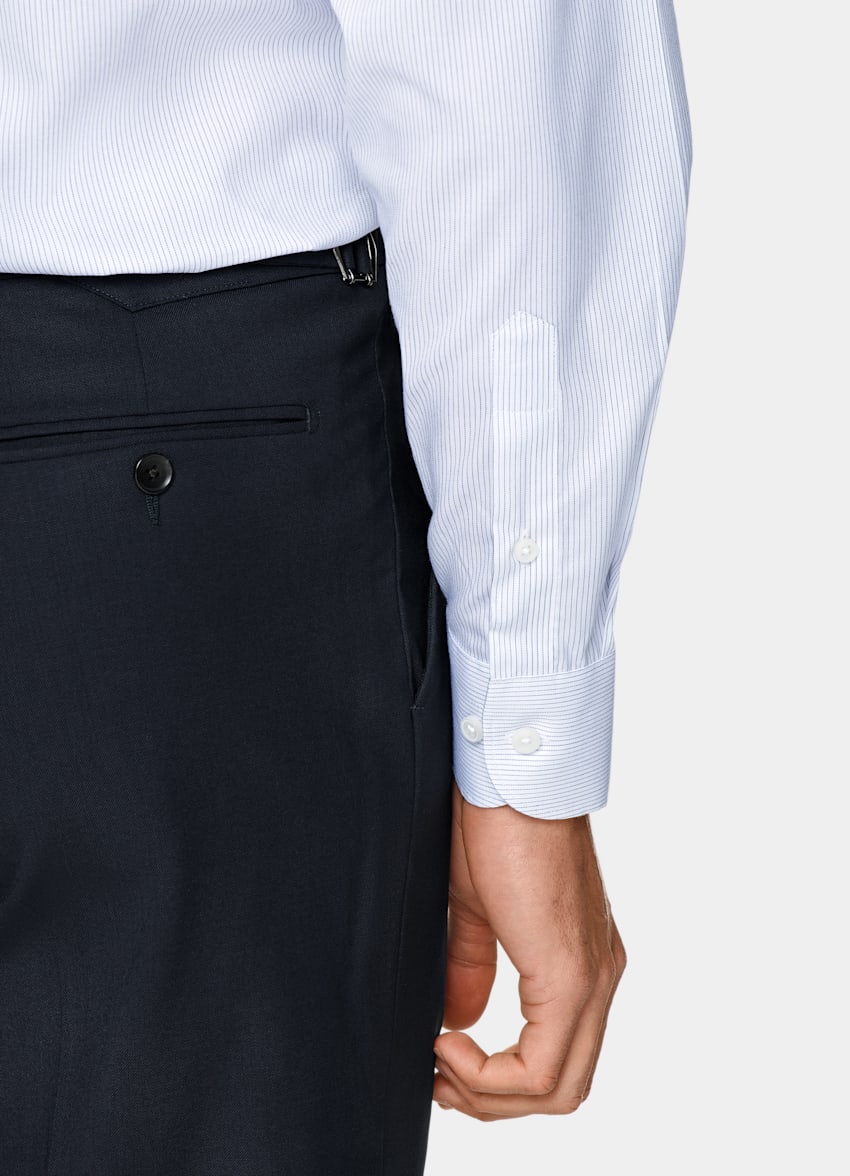 White Striped Twill Slim Fit Shirt