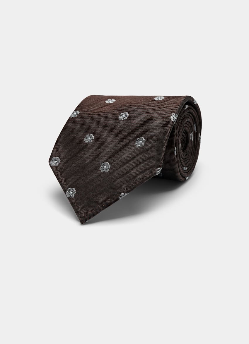 Brown Flower Tie