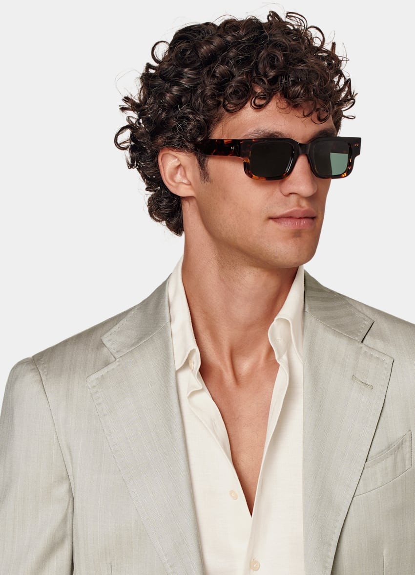 Sand Herringbone Perennial Tailored Fit Havana Suit
