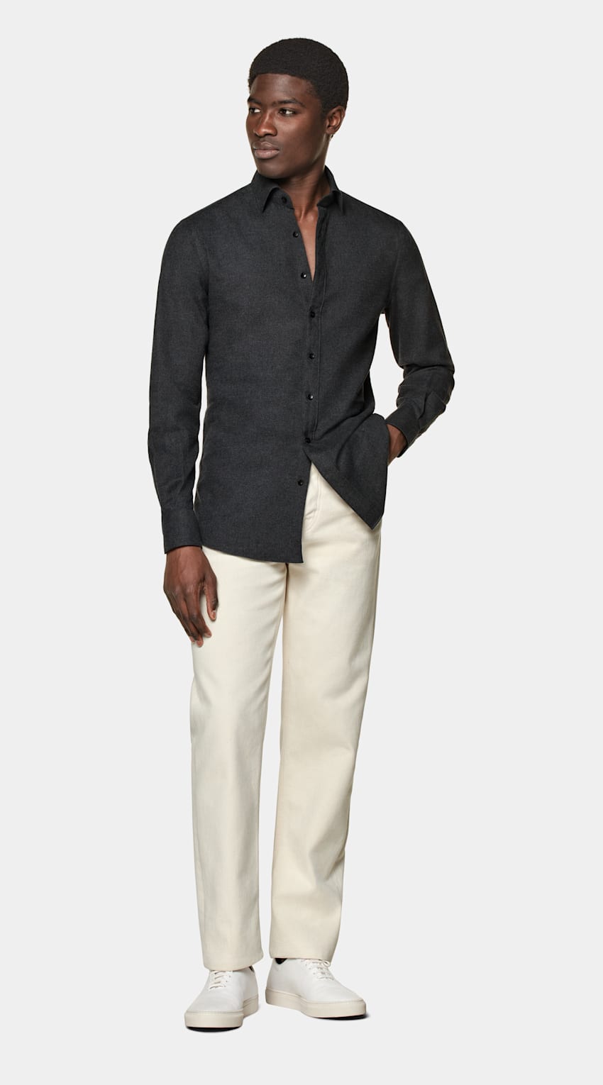 Dark Grey Tailored Fit Shirt