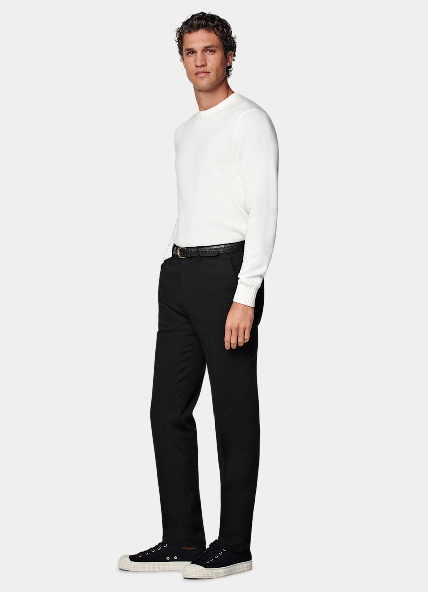 Black Slim Leg Straight Chinos