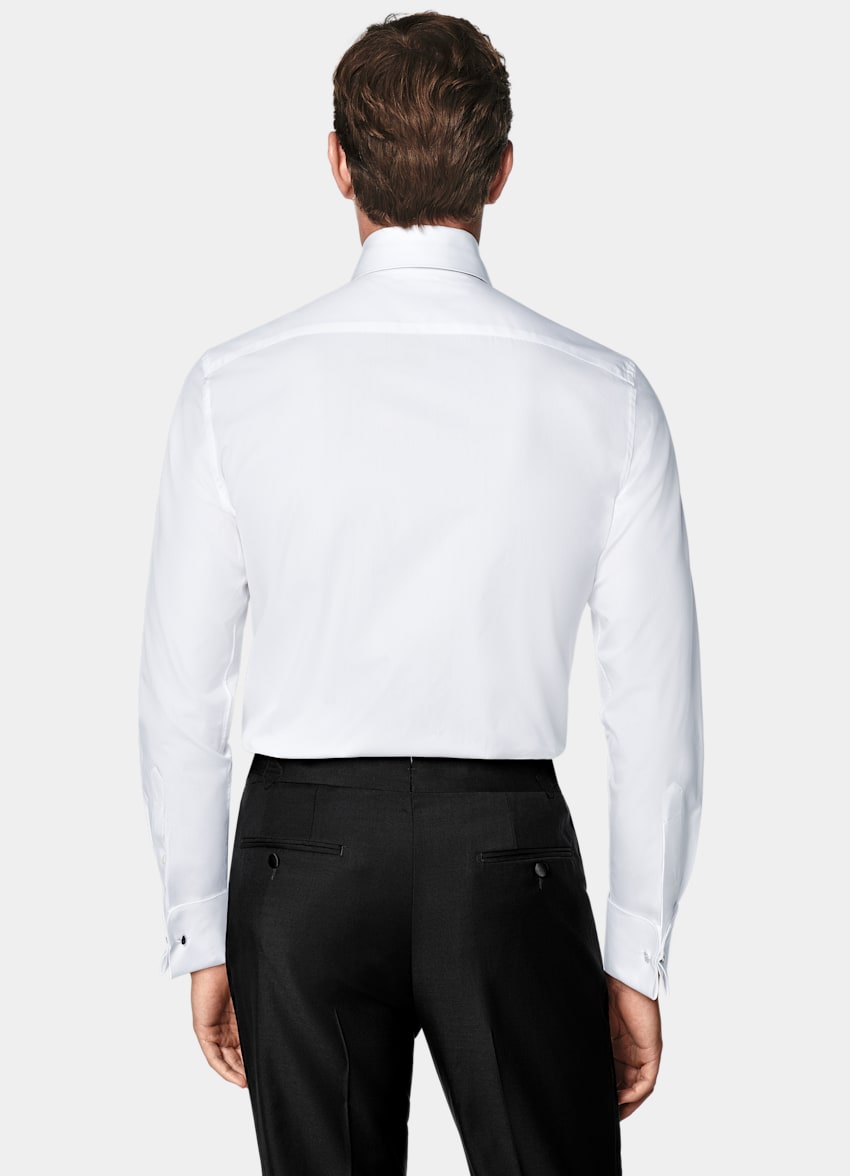 White Twill Tailored Fit Tuxedo Shirt