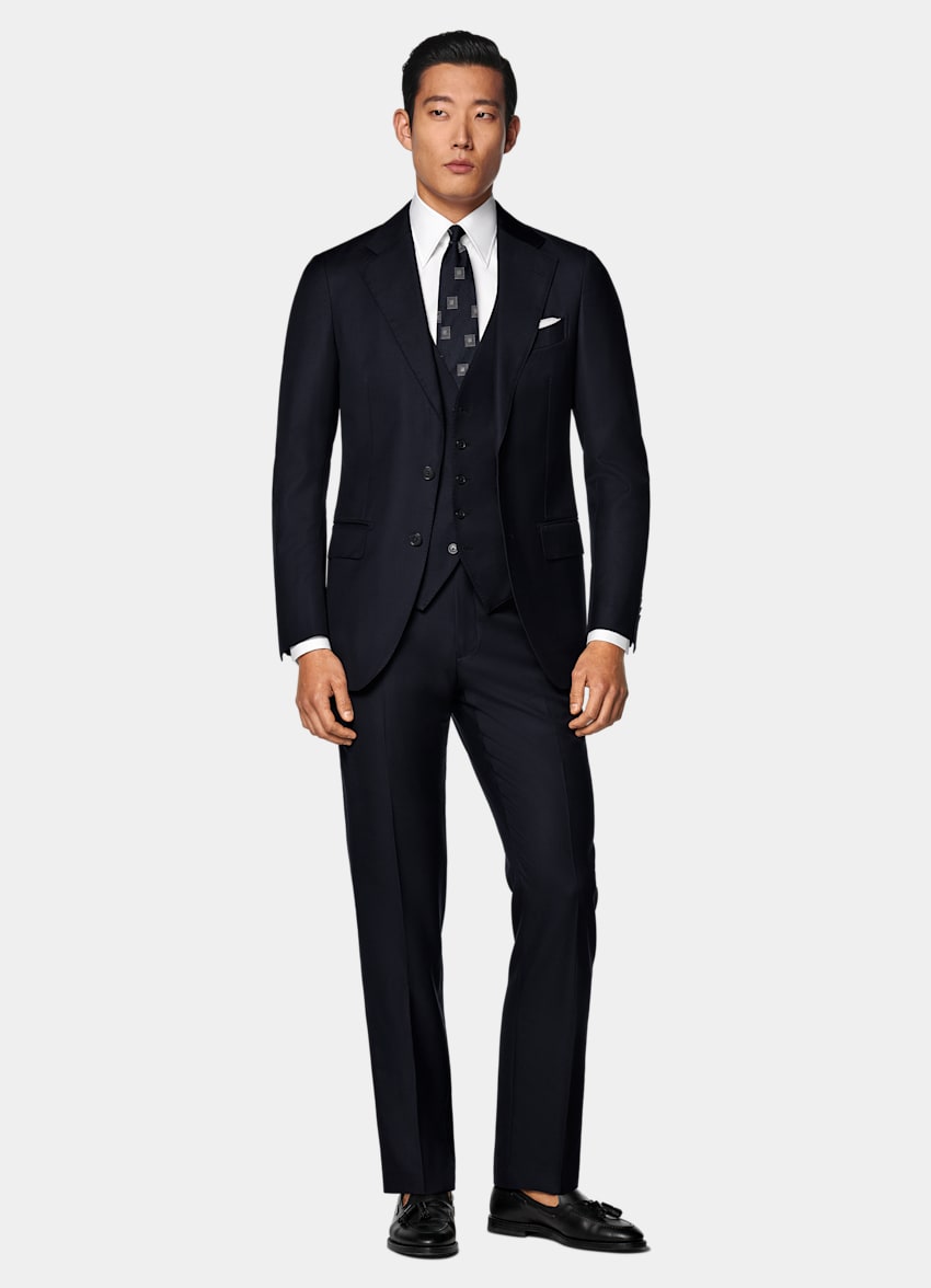 Navy Three-Piece Tailored Fit Havana Suit