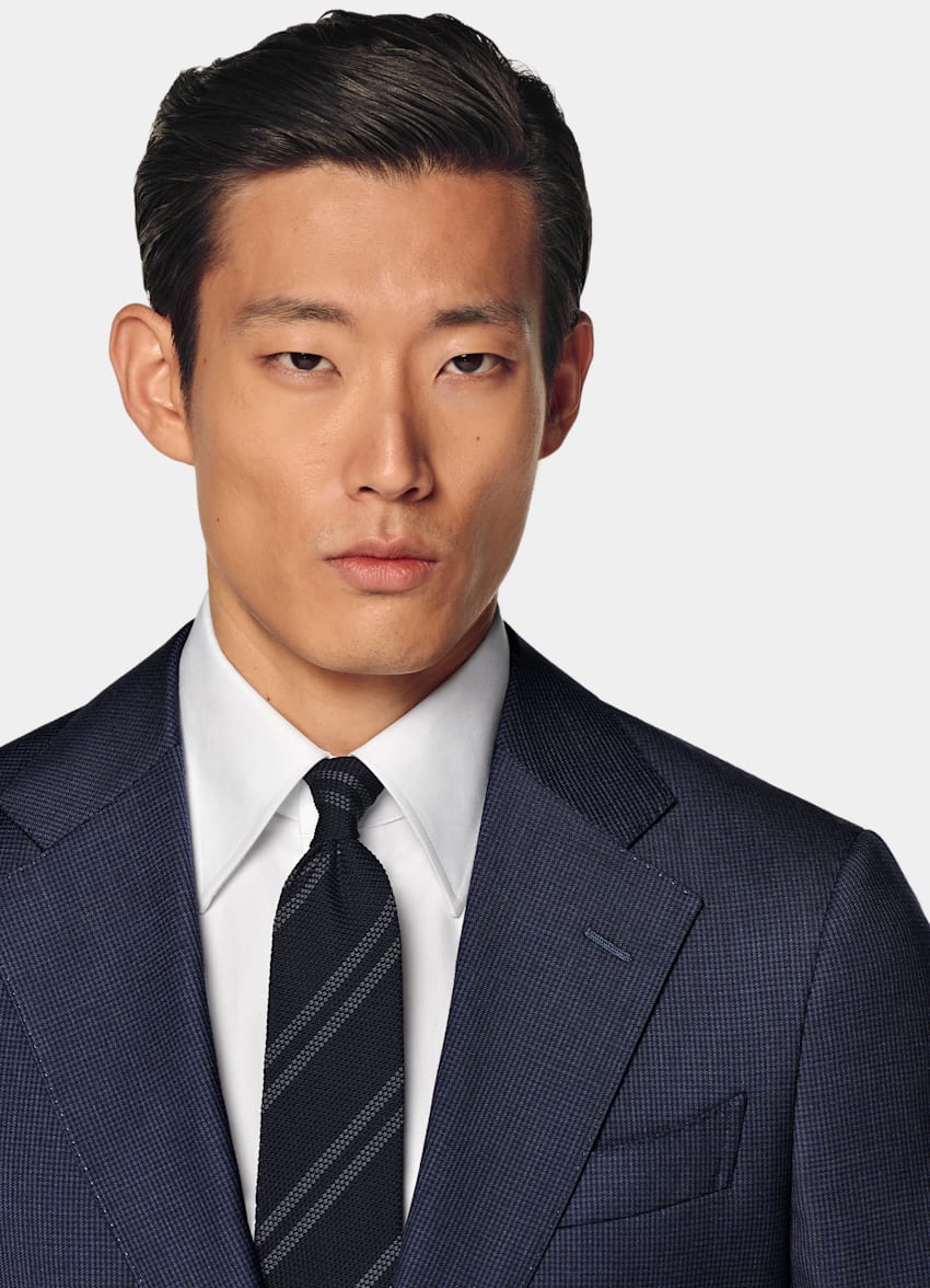 Navy Houndstooth Tailored Fit Havana Suit