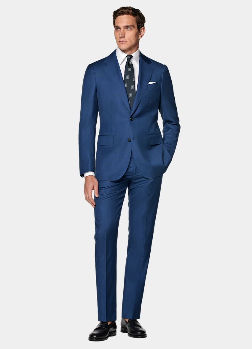 Mid Blue Tailored Fit Havana Suit Jacket