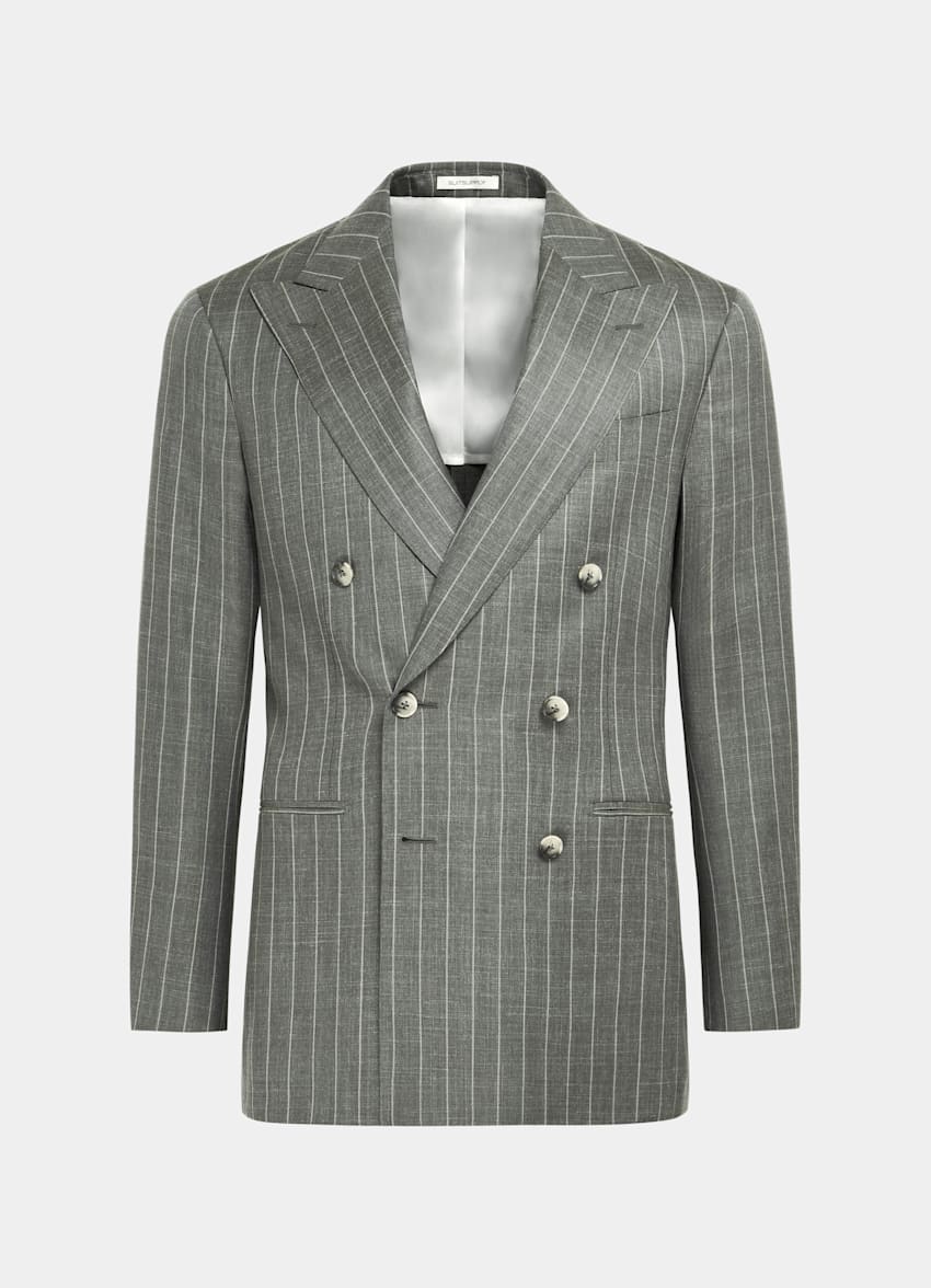 Light Green Striped Tailored Fit Havana Suit