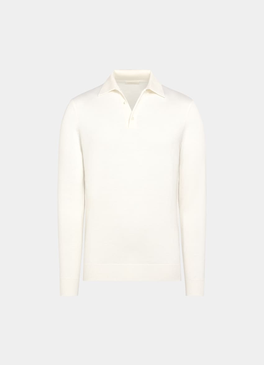 Mid Brown Merino Long Sleeve Polo