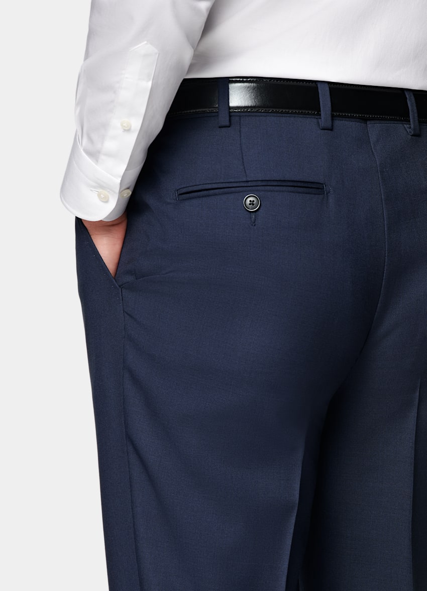 Mid Blue Checked Custom Made Suit