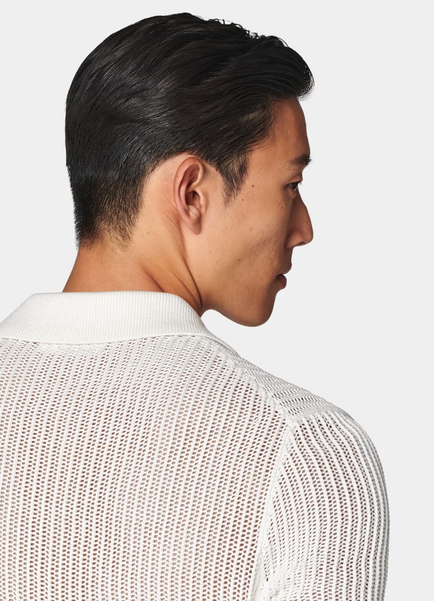 Off-White Crochet Polo Cardigan