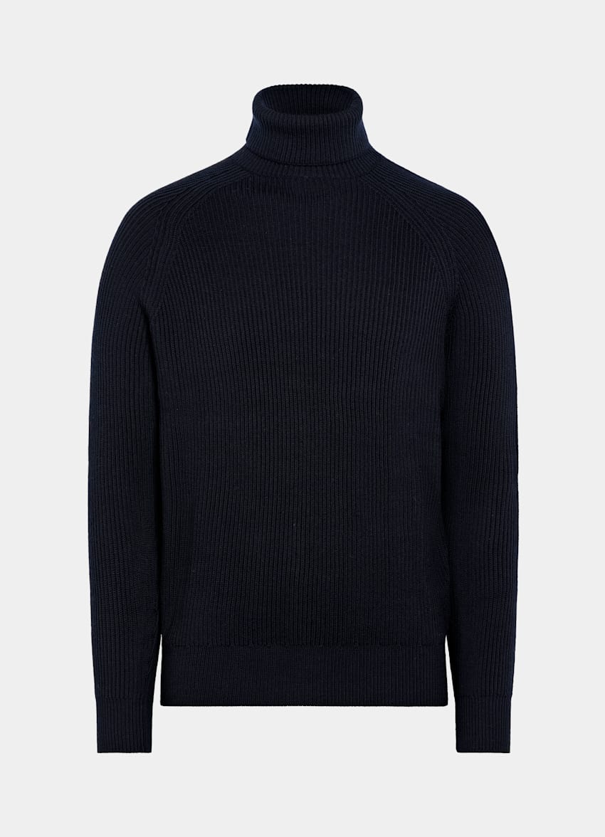 Navy Merino Ribbed Turtleneck