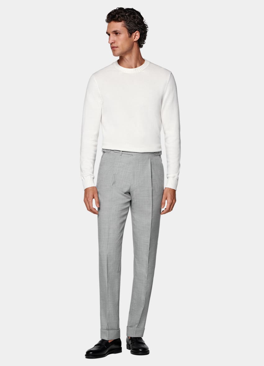 Light Grey Slim Leg Tapered Pants