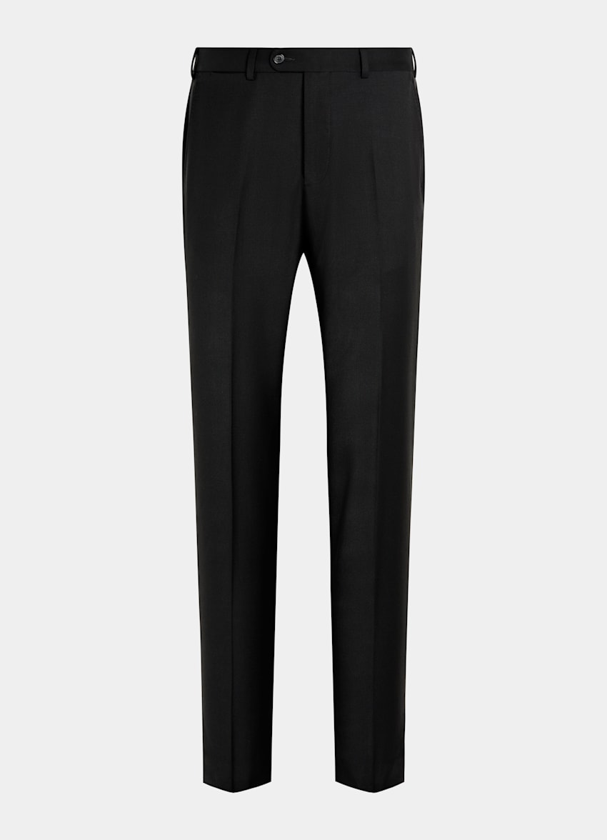 Black Slim Leg Straight Suit Pants