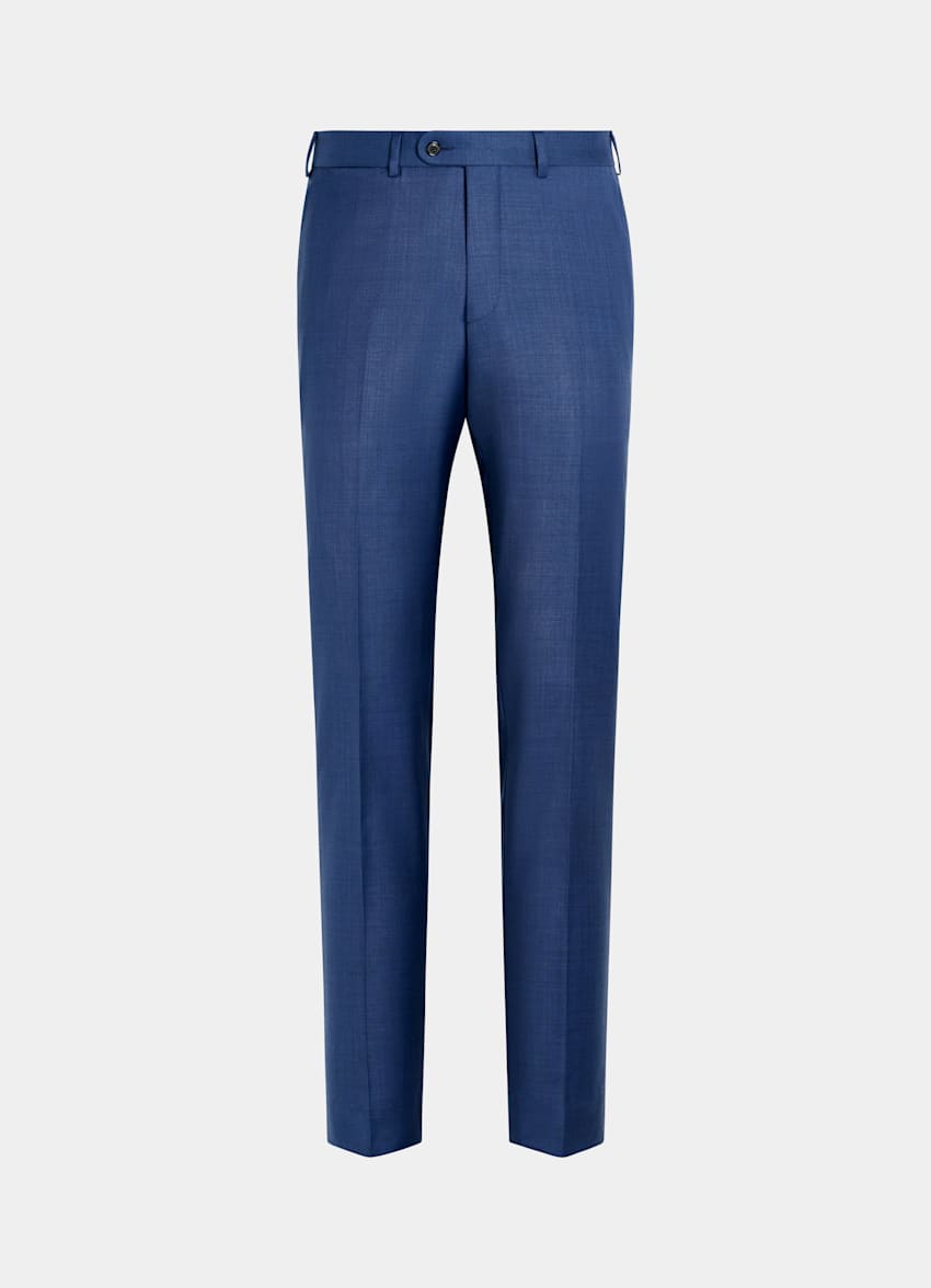 Mid Blue Slim Leg Straight Suit Pants