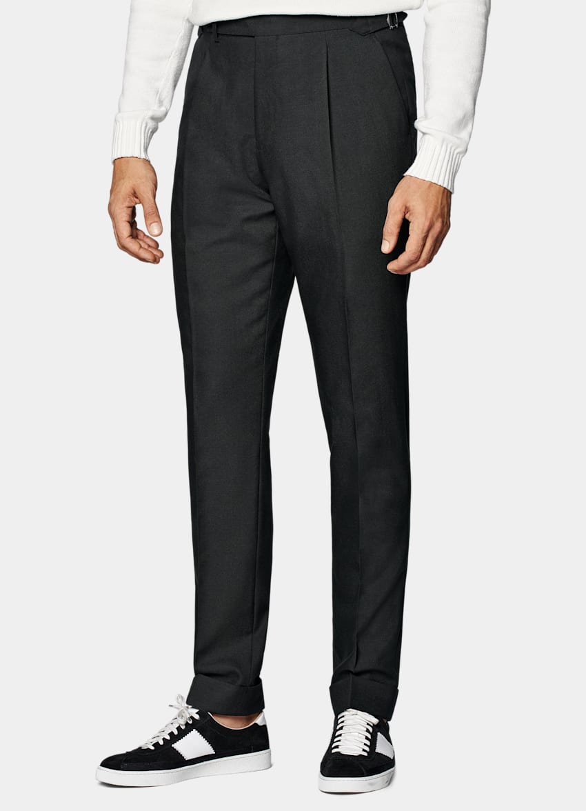 Dark Green Slim Leg Tapered Pants