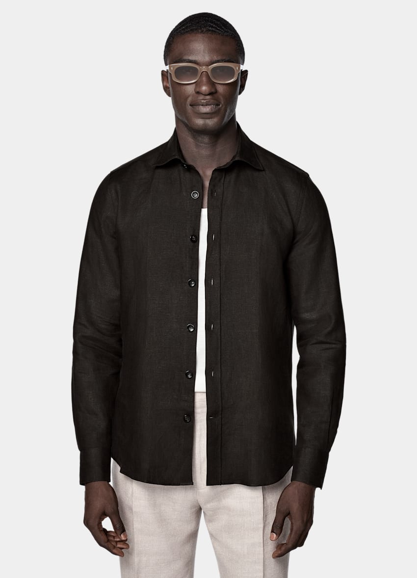 Dark Brown Slim Fit Shirt