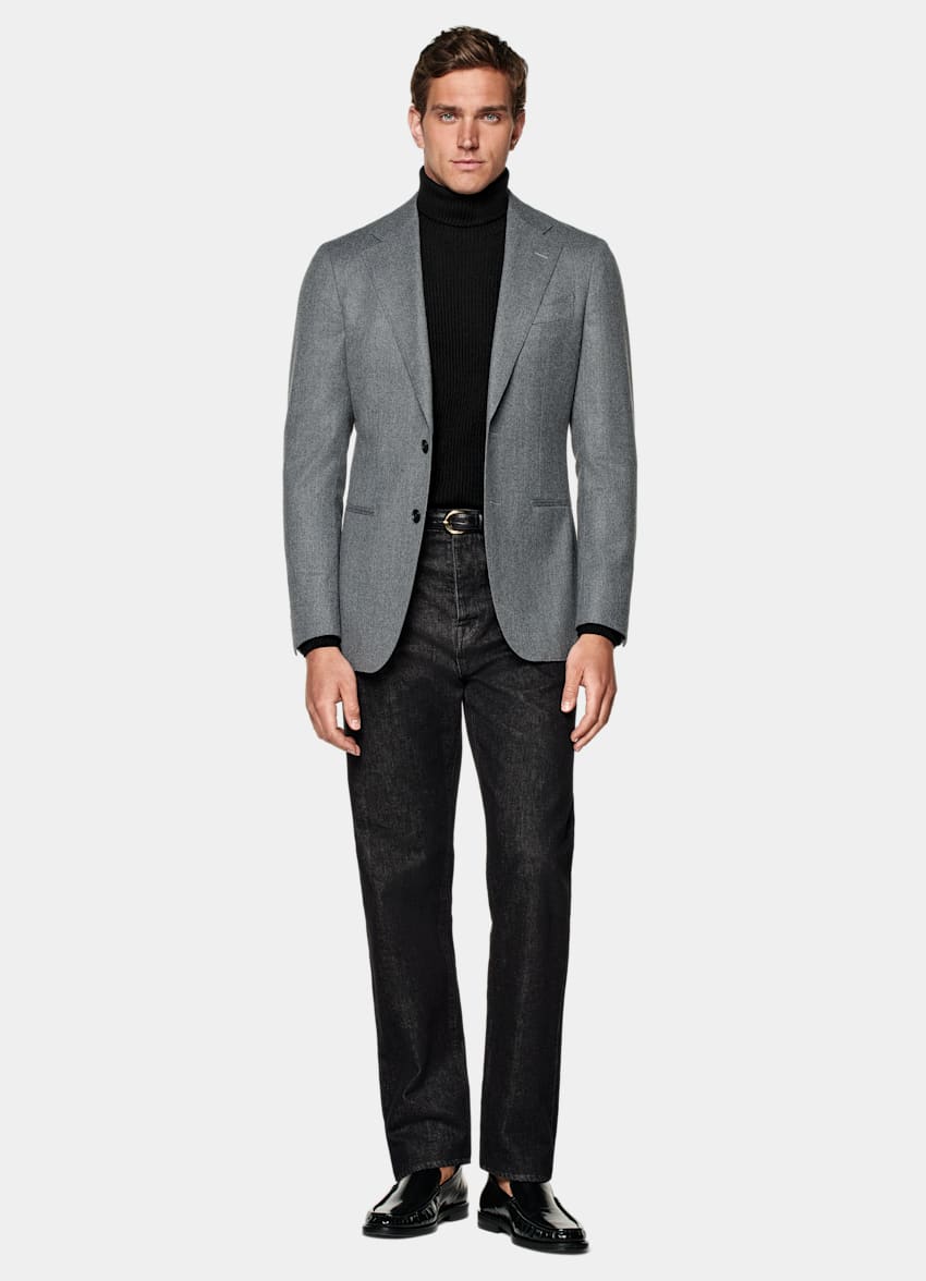 Mid Grey Tailored Fit Havana Suit Jacket