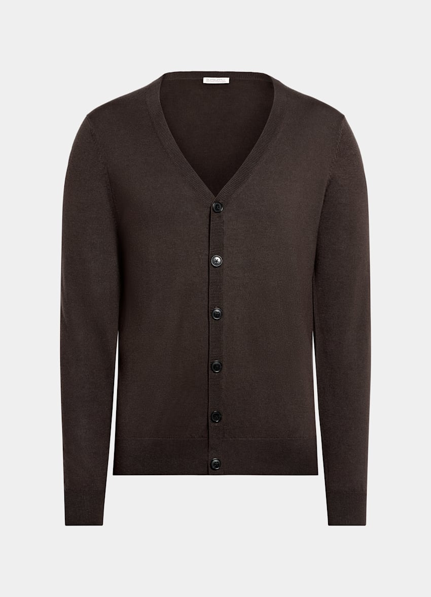 Mid Brown V-Neck Cardigan