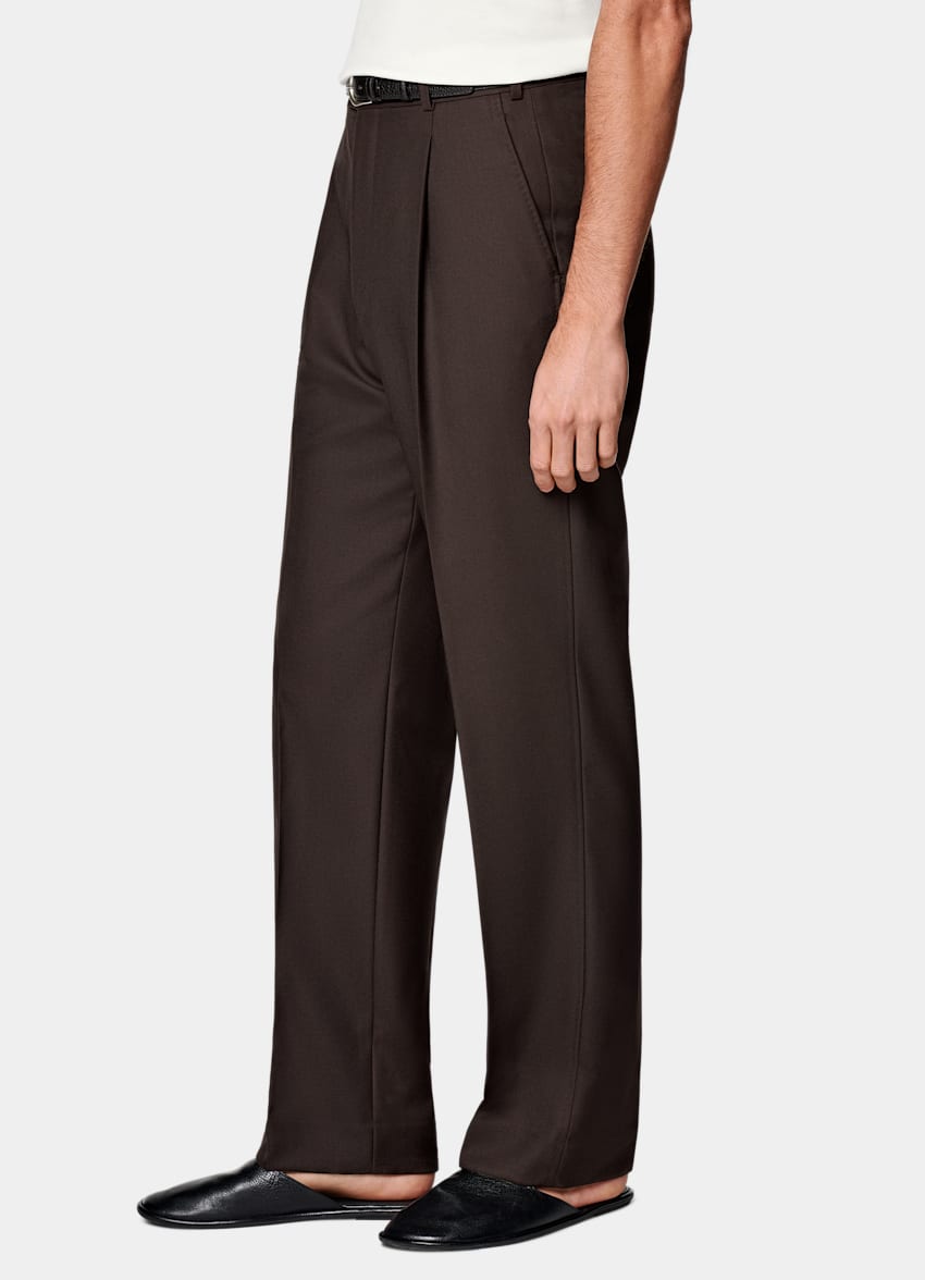 Dark Brown Wide Leg Straight Pants