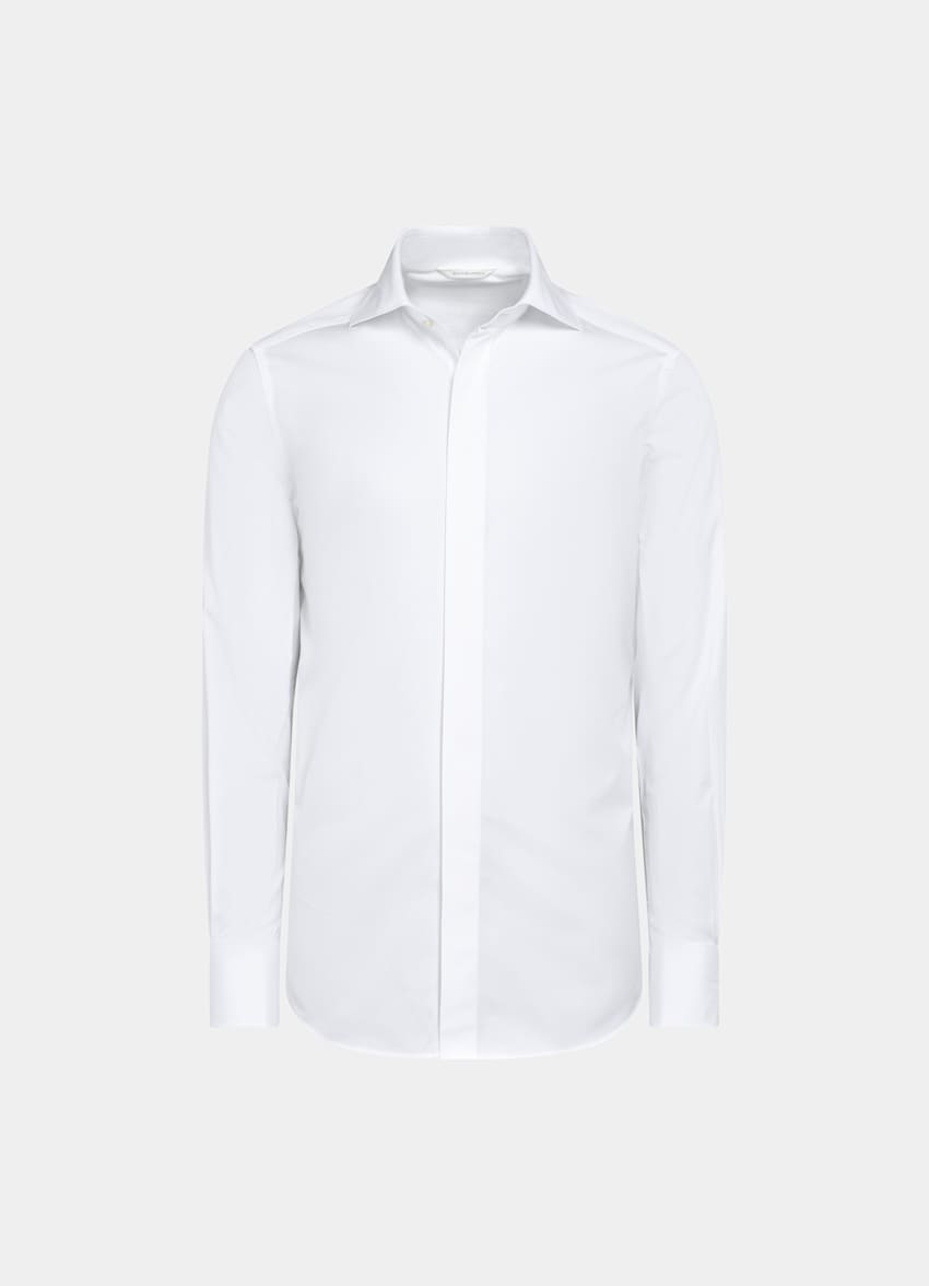 White Twill Tailored Fit Tuxedo Shirt