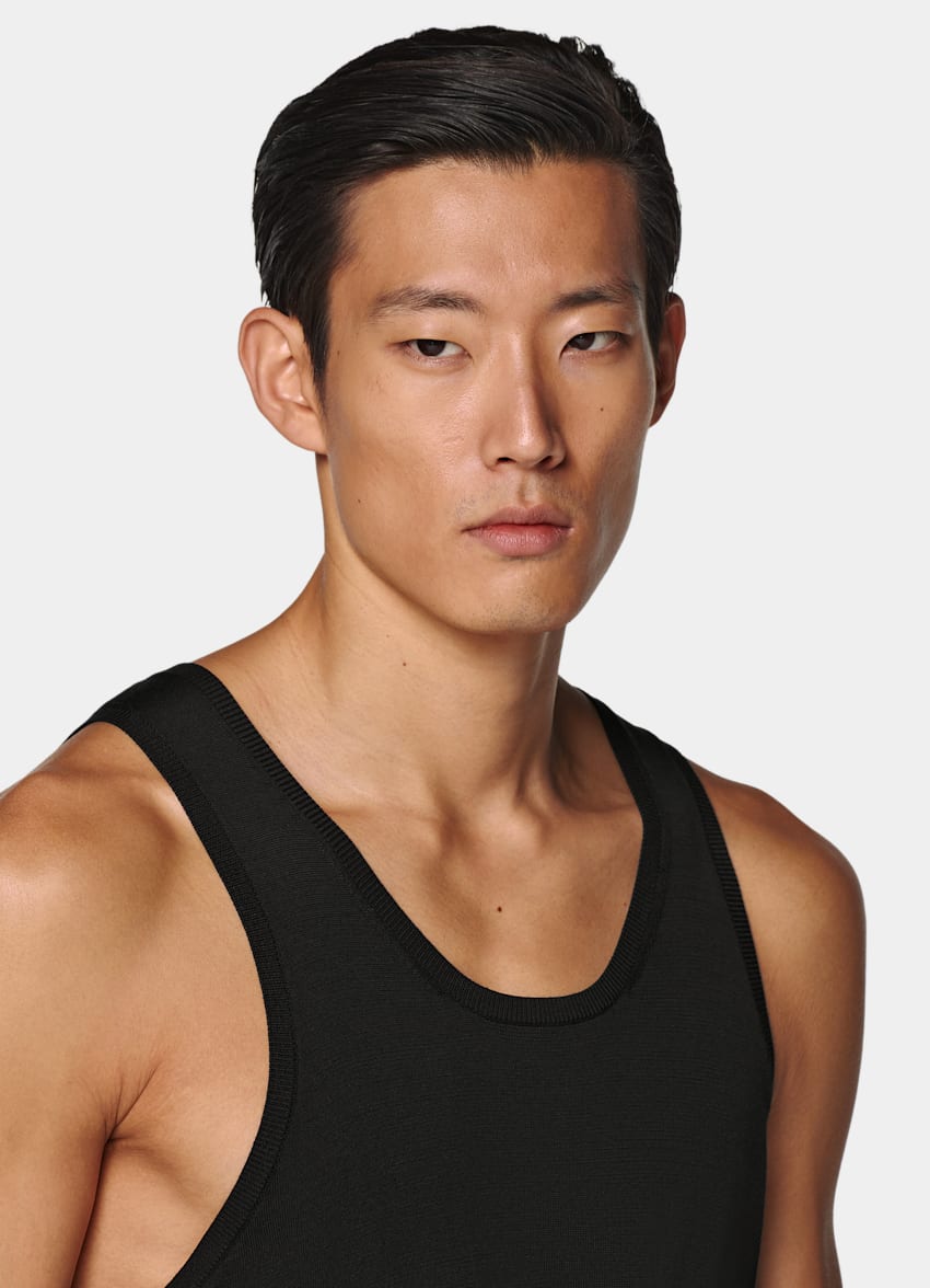Black Knitted Tank Top