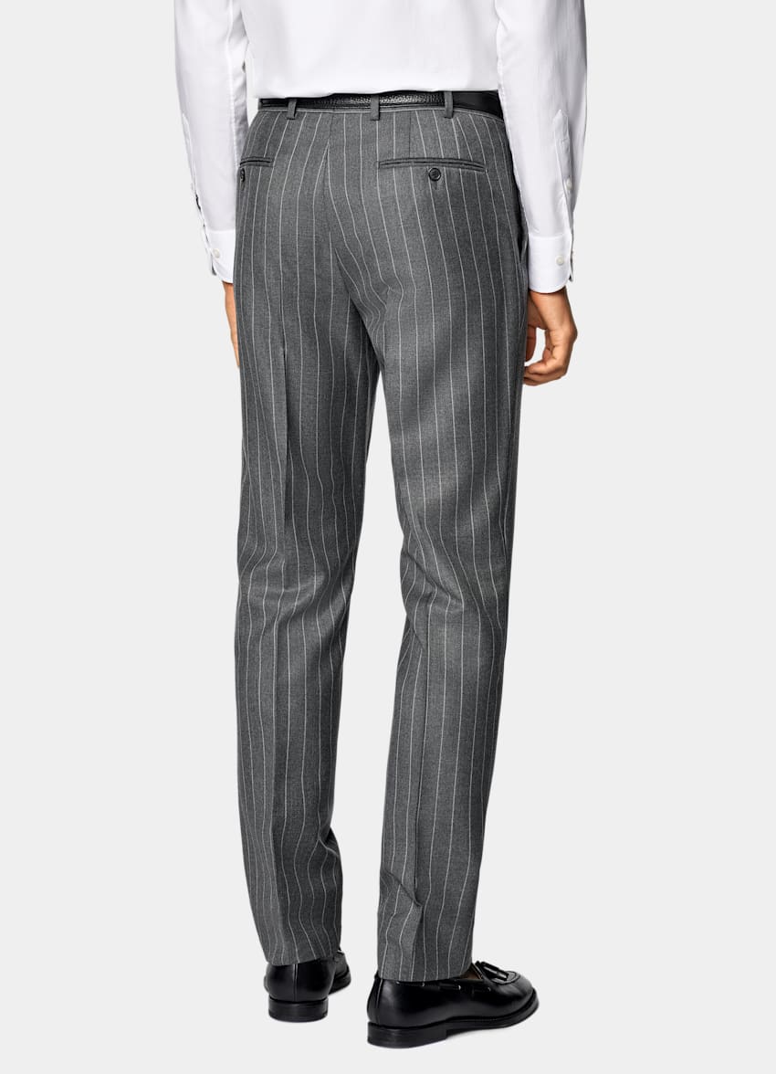 Mid Grey Striped Tailored Fit Milano Suit