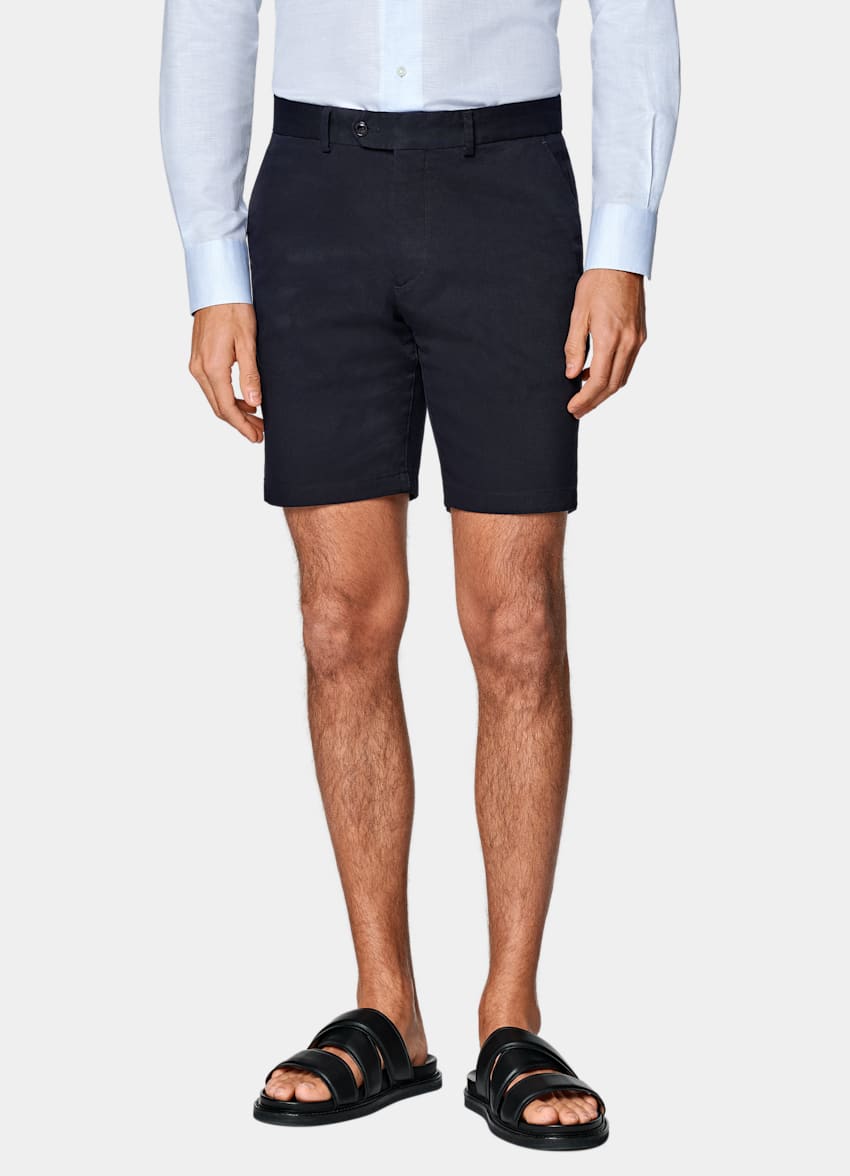 Navy Slim Leg Shorts