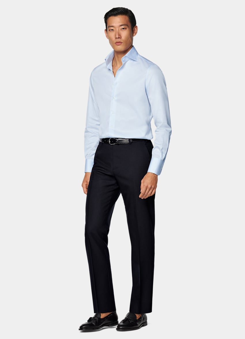 Light Blue Twill Tailored Fit Shirt
