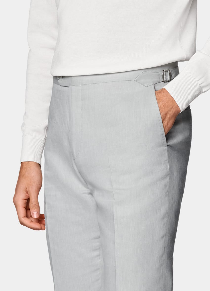Light Grey Slim Leg Straight Pants
