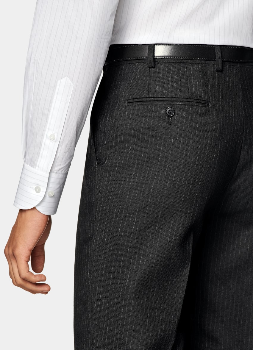 Black Striped Tailored Fit Milano Suit