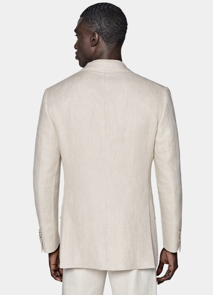 Light Taupe Herringbone Tailored Fit Milano Blazer