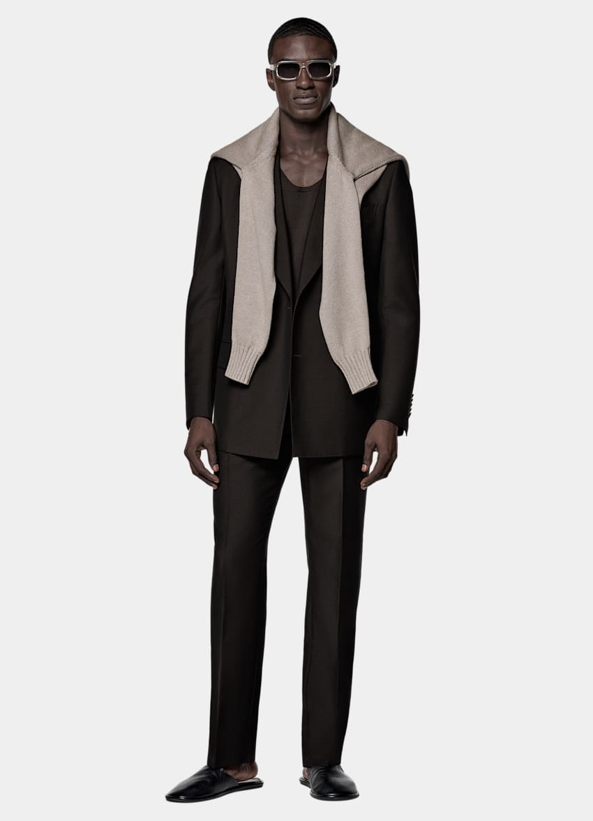 Dark Brown Tailored Fit Milano Suit