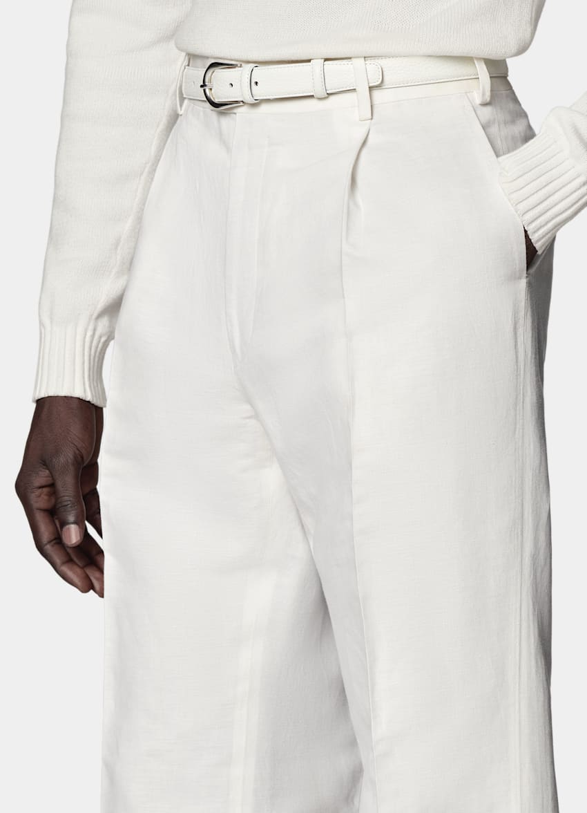 White Wide Leg Straight Pants