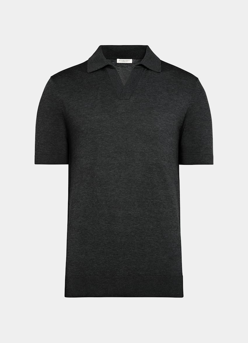 Dark Grey Buttonless Polo