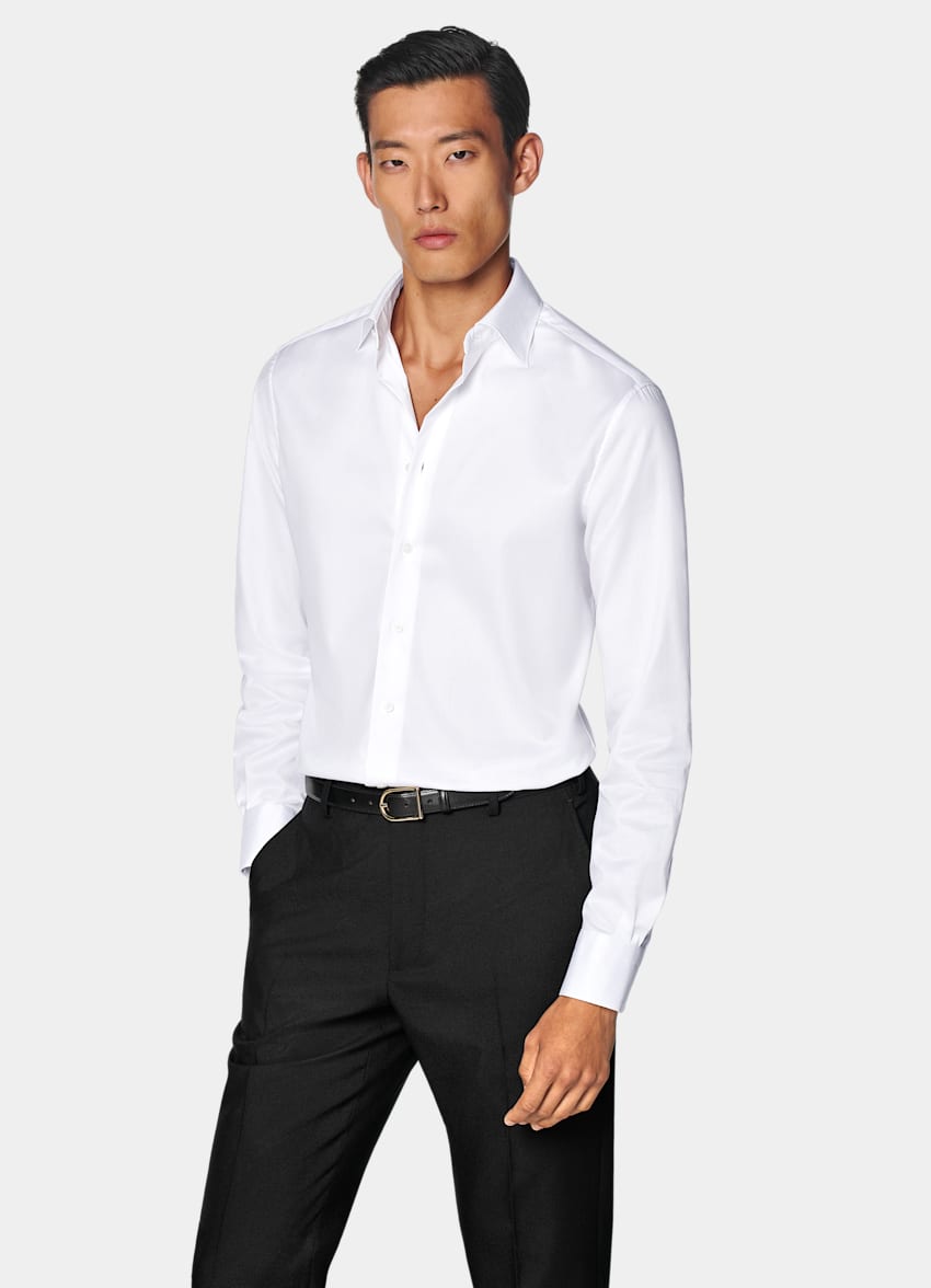 White Twill Tailored Fit Shirt