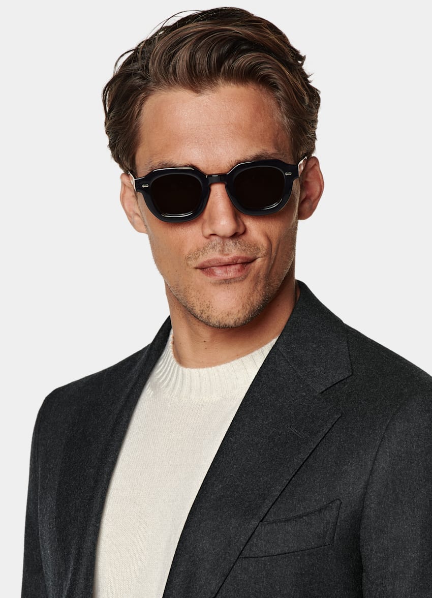 Dark Grey Tailored Fit Havana Suit Jacket