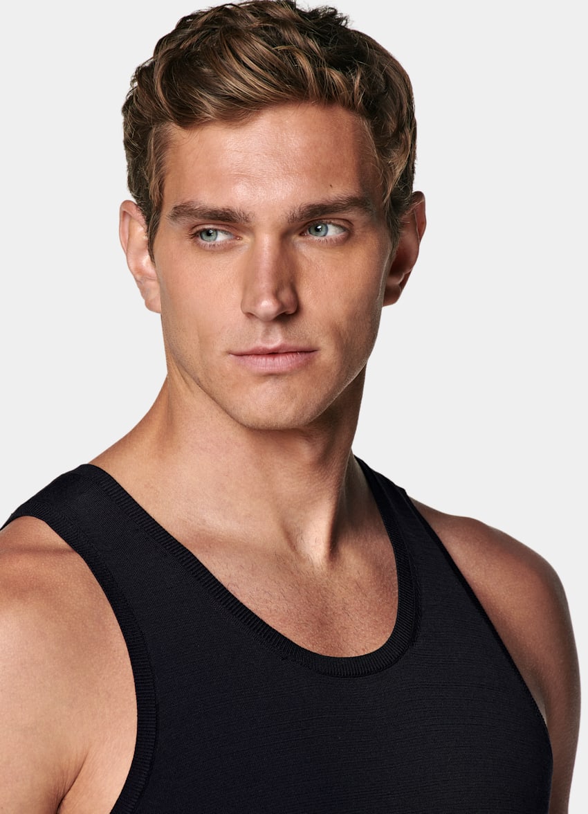 Navy Knitted Tank Top